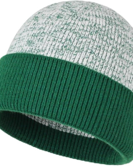 Stylish Wool Knit Short Cuff Fisherman Beanie for Men and Women Patchwork Color Unisex Cap Warm Winter Christmas Hat