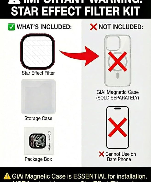 Star Filter 6 Points Starburst for iPhone 17 Pro/PRO MAX,Cell Phone Camera Lens Special Effects Filter (Requires GiAi Magnetic Case - Sold SEPAR)
