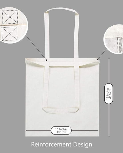 TOPDesign 12-Pack Economical 16"x15" Cotton Tote Bags, Lightweight Medium Reusable Grocery Shopping Cloth Bags, Suitable for DIY, Advertising, Promotion, Gift, Activity