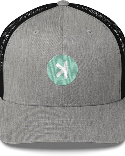 KASPA Crypto Logo Trucker Cap, Heather/ Black, Talla Única