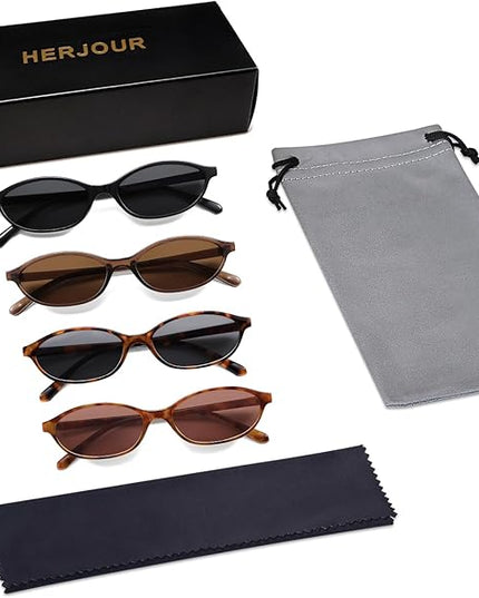 Retro Oval Cat Eye Sunglasses for Women Y2k Trendy Narrow Sunnies Designer Sun Glasses AR82253