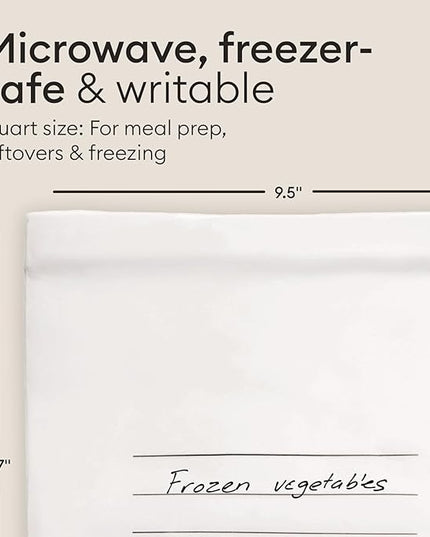 Vove Compostable Quart Bags 30 Ct – PFAS-Free, BPI Certified, Freezer Safe with Airtight Seal for Leftovers & Meal Prep, Plant-Based