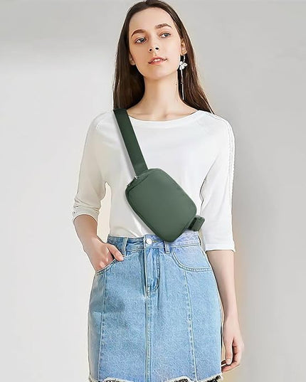 Belt Bag for Women Fanny Pack Crossbody Bags for Women Fashion Waist Packs with Adjustable Strap Gifts for Teenage Girls Women Men (Green)