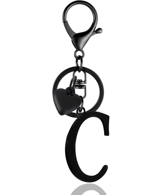 A-Z Heart Initial Letter Keychain, Stainless Steel Alphabet Charm for Handbags, Gift for Women and Girls