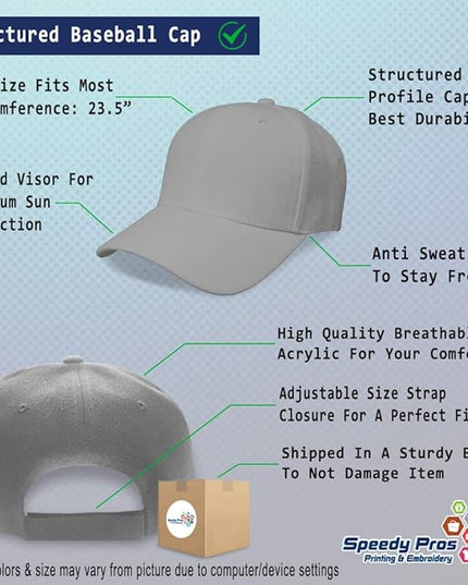Baseball Cap Custom Personalized Text Dad Hats for Men & Women Strap Closure