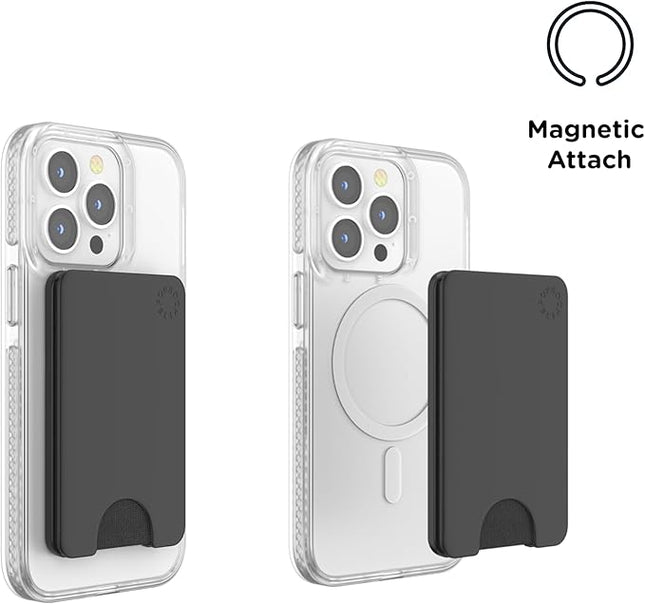 PopSockets Minimalist Slim Phone Wallet, Phone Card Holder, Wireless Charging Compatible, Wallet Without Grip Compatible with MagSafe - Black