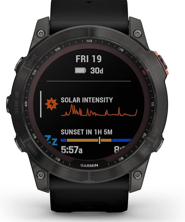 Garmin Fenix 7X Solar Multisport GPS Watch, Slate Grey with Black Band (Renewed)
