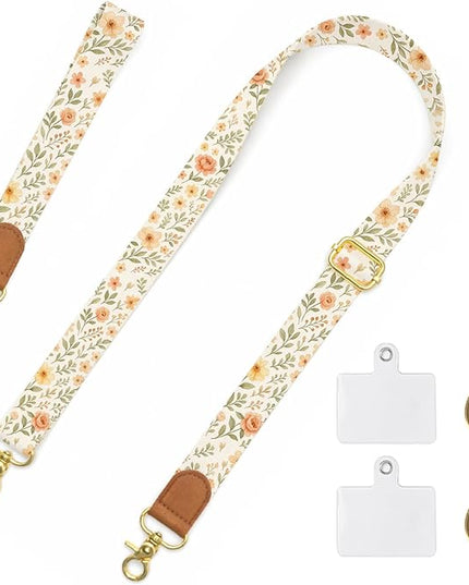 Phone Lanyard Wrist & Crossbody Strap, Adjustable Watercolor Floral Cell Phone Lanyard for Phones, Car Keys, Wallet and ID Card – Universal Hands-Free Set