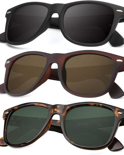 KALIYADI Polarized Sunglasses for Men and Women Matte Finish Sun glasses Color Mirror Lens UV Blocking (3 Pack)