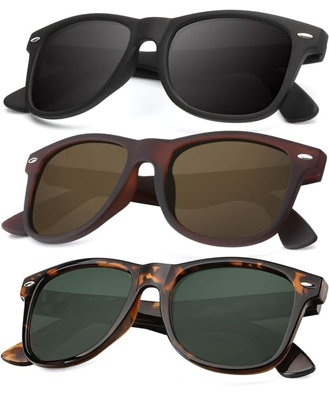 KALIYADI Polarized Sunglasses for Men and Women Matte Finish Sun glasses Color Mirror Lens UV Blocking (3 Pack)