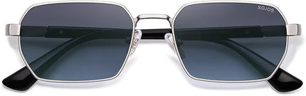 SOJOS Retro Rectangle Polarized 90s Sunglasses for Women Men,Trendy Narrow Hexagon Square Shades SJ1270