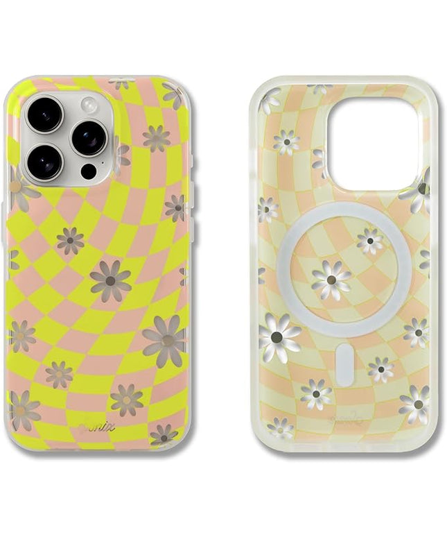 Sonix Protective Phone Case for iPhone 15 Pro | Compatible with Magsafe | 10ft Drop Tested | Checkmate Daisy