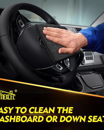 HOMEXCEL Black Microfiber Cleaning Cloth 6 Pack, 12.5 x 12.5 inch Microfiber Towels for Cars, Ultra Absorbent Car Washing Cloth, Lint Free Streak Free Cleaning Rags for Car, Kitchen, and Window