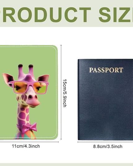 PU Leather Passport Holder Cover 5.9×4.3 Inch with Credit Card Slot and Boarding Pass Slot Combo Blocking Passport Holder Wallet Cover Case for Travel Boarding Essentials (Giraffe)