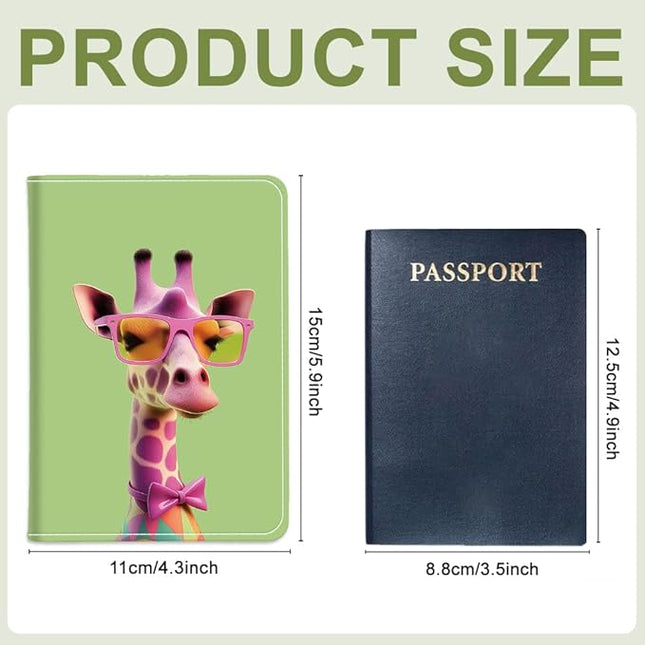 PU Leather Passport Holder Cover 5.9×4.3 Inch with Credit Card Slot and Boarding Pass Slot Combo Blocking Passport Holder Wallet Cover Case for Travel Boarding Essentials (Giraffe)
