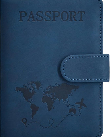 Passport Holder, Passport Cover with Credit Card Slot and Boarding Pass Slot Combo, Passport Wallet Case Book Travel Must Have, RFID Blocking Leather Travel Accessories, Dark Blue