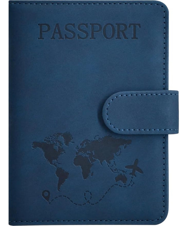 Passport Holder, Passport Cover with Credit Card Slot and Boarding Pass Slot Combo, Passport Wallet Case Book Travel Must Have, RFID Blocking Leather Travel Accessories, Dark Blue