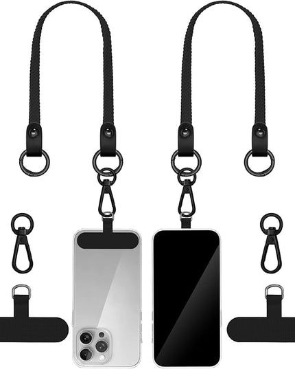 Stretchy Phone Lanyard Tether, 2 Pack Phone Leash Anti-theft Phone Strap for Anti-drop Outdoor Hiking Cycling Climbing Universal for Most Cell Phones, Black