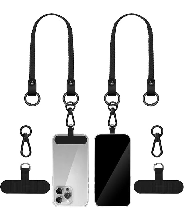 Stretchy Phone Lanyard Tether, 2 Pack Phone Leash Anti-theft Phone Strap for Anti-drop Outdoor Hiking Cycling Climbing Universal for Most Cell Phones, Black