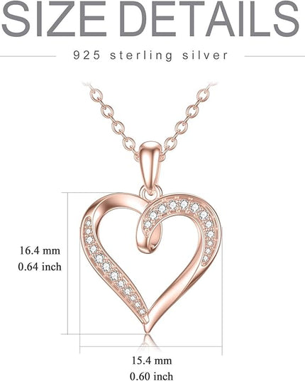 14k Solid Gold Heart Pendant with Moissanite Eternal Love Heart Necklace Jewelry Birthday Anniversary Mothers Day Gifts for Mom Her Wife