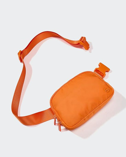 Pander Two Way Zipper Fanny Pack Nylon Everywhere Belt Bag for Women, Water Repellent Waist Packs, Crossbody Bags with Adjustable Strap (Dark Orange).