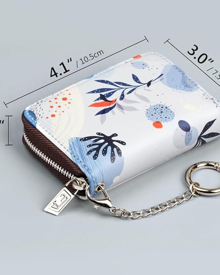 FurArt Zipper Wallet Women, RFID Blocking Credit Card Wallet, Business Card Holder, Compact Size KeyChain Wallet