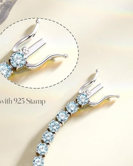 FANCIME Birthstone Bracelet Sterling Silver Gemstone Tennis Bracelets Fine Jewelry Wedding Bridal Prom Birthday Gift for Women Her, Length 7.2 Inch Width 4mm