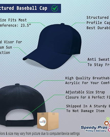 Baseball Cap Custom Personalized Text Dad Hats for Men & Women Strap Closure