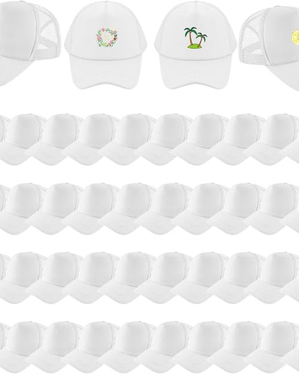 Hercicy 40 Pack Sublimation Blank Trucker Hat Bulk Baseball Cap Adjustable Mesh Unisex Polyester Hat Heat Transfer