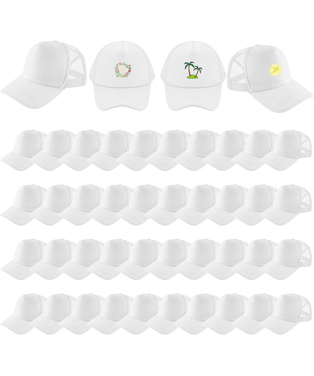 Hercicy 40 Pack Sublimation Blank Trucker Hat Bulk Baseball Cap Adjustable Mesh Unisex Polyester Hat Heat Transfer
