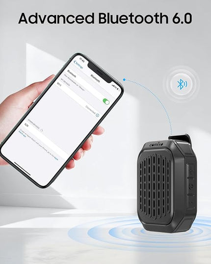 comiso Wearable Bluetooth Speakers, Clip-On Portable Mini Bluetooth Speaker with Built-in Mic for Hands-Free Music and Calls, Waterproof Up to 10 Hours Playtime, Small Wearable Clip On (Non-Magnetic)