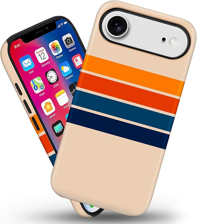 Magnetic for iPhone 17 Air Case Cute Stripes Phone Case, Shockproof Slim TPU and Hard PC Protective Phone Cover Compatible with MagSafe Designed for Women Girls,
