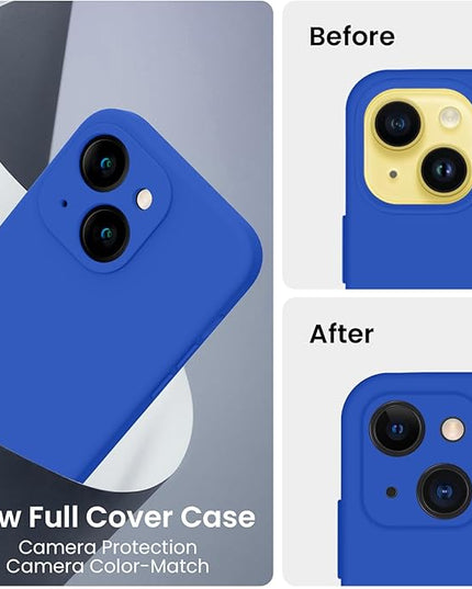 FireNova Designed for iPhone 14 Case, Silicone Upgraded [Camera Protection] Phone Case with [2 Screen Protectors], Soft Anti-Scratch Microfiber Lining Inside, 6.1 inch, Klein Blue