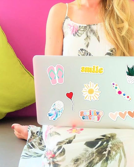 120 Pcs Preppy Stickers, Summer Stickers for Water Bottles Girls, Laptop Accessory Waterproof, Cute Decals for Phone Waterbottle MacBook Cup, Summer Themed Stickers for Teens