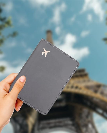 Deziliao Passport Wallet, Gray, Unisex, Faux Leather, Waterproof, Slim, Lightweight, RFID Blocking, 2-in-1 Design, with Document Slots, Credit Card Slots, SIM Card Slots