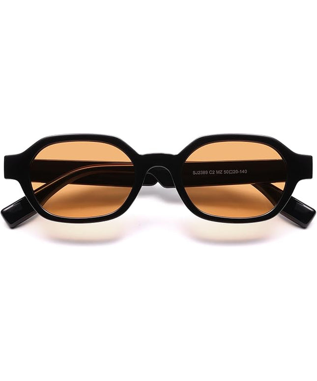 SOJOS Retro Polarized Hexagon Sunglasses for Women Men, UV400 Trendy Rectangle 70s 80s 90s Shades SJ2389