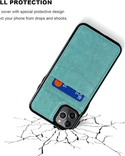 KIHUWEY Compatible with iPhone 11 Pro Max Case Wallet with Credit Card Holder, Premium Leather Magnetic Clasp Kickstand Heavy Duty Protective Cover for iPhone 11 Pro Max 6.7 Inch(Mint Green)