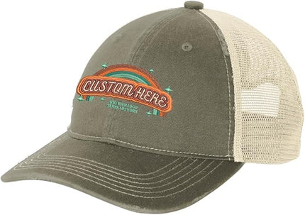 INK STITCH C600 Custom Embroidery Texts Logo Distressed Trucker Caps