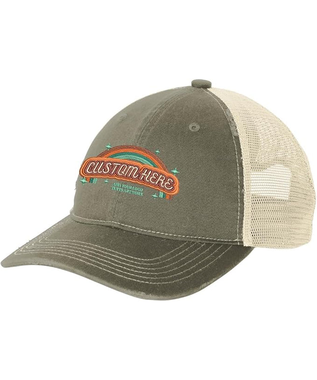 INK STITCH C600 Custom Embroidery Texts Logo Distressed Trucker Caps
