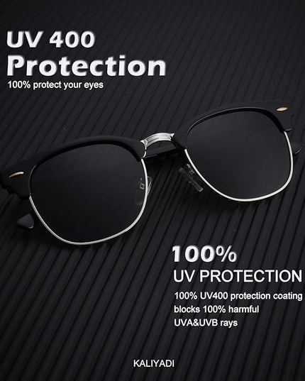 KALIYADI Polarized Sunglasses for Men and Women Semi-Rimless Frame Driving Sun glasses UV Blocking