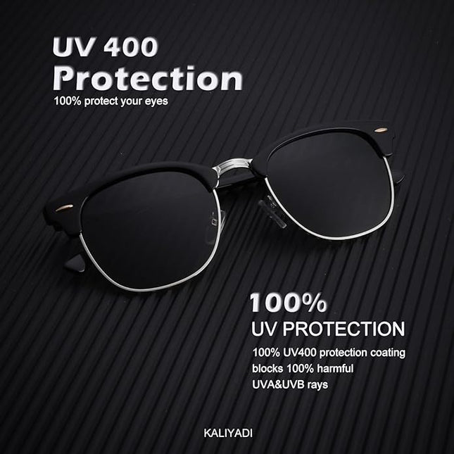 KALIYADI Polarized Sunglasses for Men and Women Semi-Rimless Frame Driving Sun glasses UV Blocking