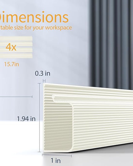 Delamu 62.8in Under Desk Cable Management, Safe Tidy Cable Management Under Desks for Home Office, 4 Pack Cord Organizer for Desk, Wire Organizer Kit, Beige