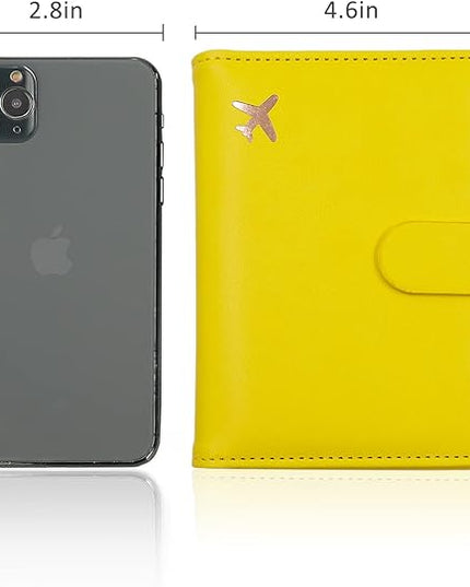 Melsbrinna RFID Passport Holder for Travel Women/Men, Cute RFID Blocking Wallet with Card Slots, Travel Wallet/Passport Case (1, Yellow)
