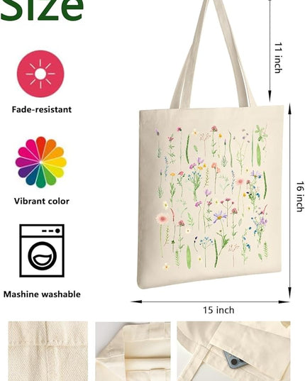 AUSVKAI Canvas Tote Bag Aesthetic for Women, Cute Reusable Cloth Cotton Bags for Shopping Beach Grocery