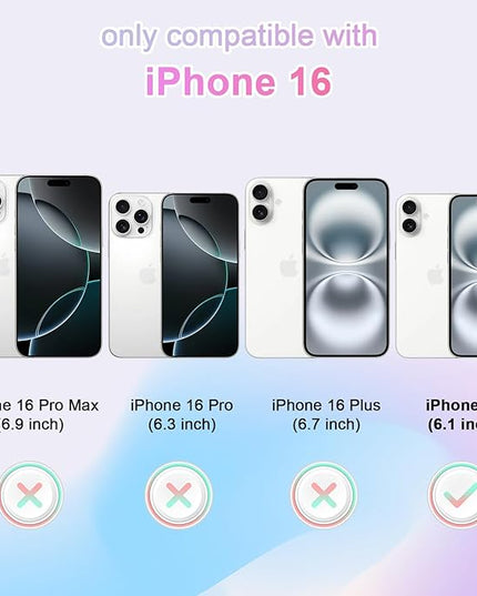 Aesthetic Case for iPhone 16 Case for Women Girls, Compatible with Magsafe, Cute Girly Trendy Glitter Sparkly Rainbow Magnetic Protective Phone Cover, Matte Iridescent Red & Yellow