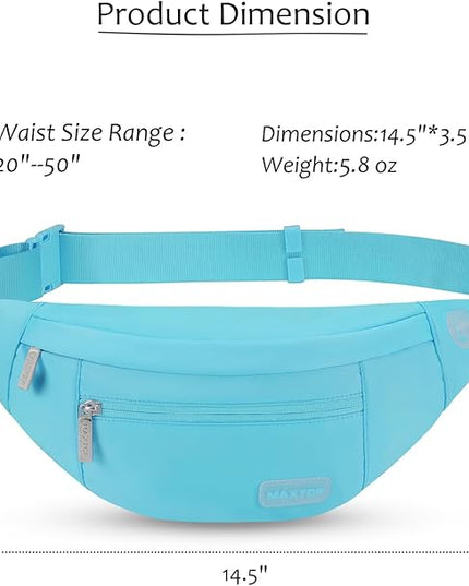 MAXTOP Large Crossbody Fanny Pack with 4-Zipper Pockets,Gifts for Enjoy Sports Festival Workout Traveling Running Casual Hands-Free Wallets Waist Pack Phone Bag Carrying All Phones