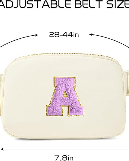 Gitus Gifts for 8 9 10 11 12 Year Old Girls Belt Bag Fanny Pack Crossbody Bags with Initial Letter Patch Cute Stuff Birthday Gifts for Teen Girls Women Personalized Trend Stuff (Ivory-A)