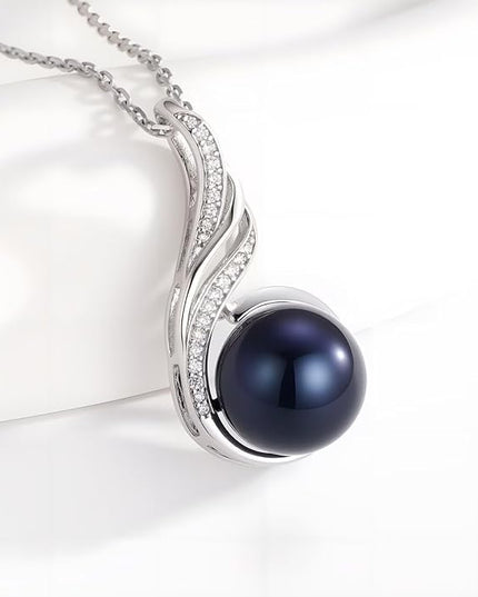 Iefil 10-11mm Tahitian Black Pearl & Freshwater Pearl Necklace - S925 Sterling Silver Pearls Necklace, Anniversary Birthday Gifts for Women Wife Girlfriend Mom