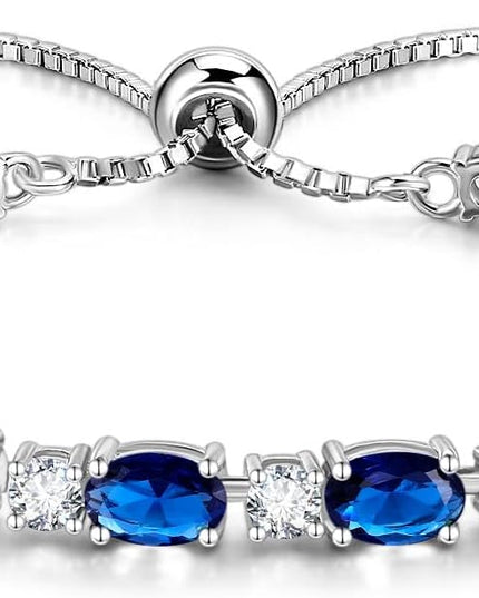 FANCIME Birthstone Tennis Bracelets Sterling Silver Bolo Tennis Bracelets Charm Fine Jewelry Birthday Gifts for Women Mom Wife Her