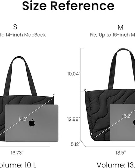 tomtoc 14-inch Puffy Laptop Tote Bag for Women 10L, Lightweight Puffer Work Tote with Padded Device Compartment for 13/14-inch MacBook Laptop, Organized Work Bag for Office, Business, Daily Essentials